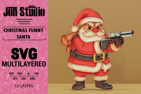 3d Christmas FunnySanta SVG for Crafts & Graphics