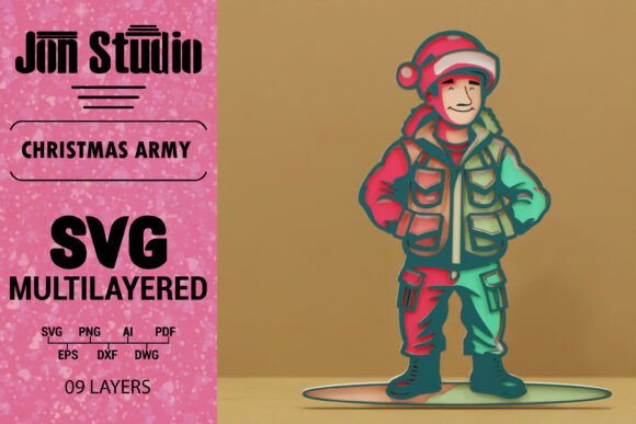 3D Christmas Soldier SVG for Crafts & Graphics