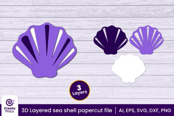 3D Layered Sea Shell Papercut File SVG for Crafts and Graphics