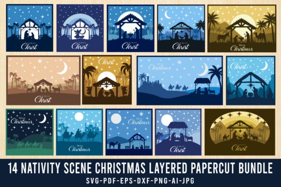 3D Nativity Scene Paper Cut Bundle: 3D SVG for Shadow Boxes