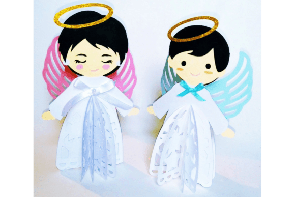 3D SVG Christmas Angels for Design
