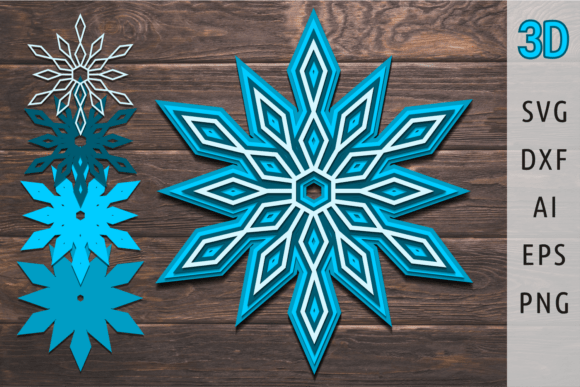 3D SVG Snowflake for Winter Crafts