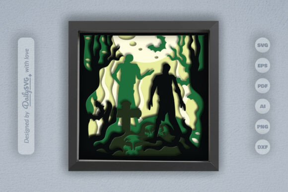 3D SVG Zombie Scene for Shadow Boxes