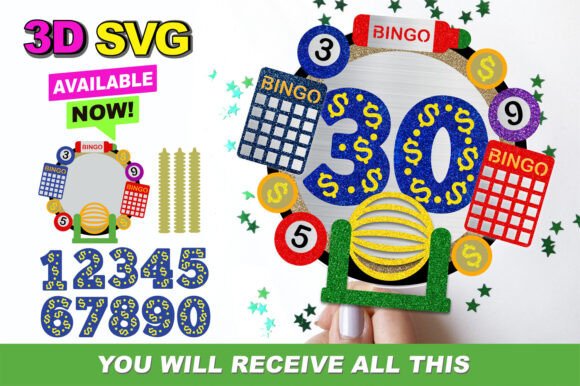 Bingo Cake Topper 3D SVG for Laser Cutting