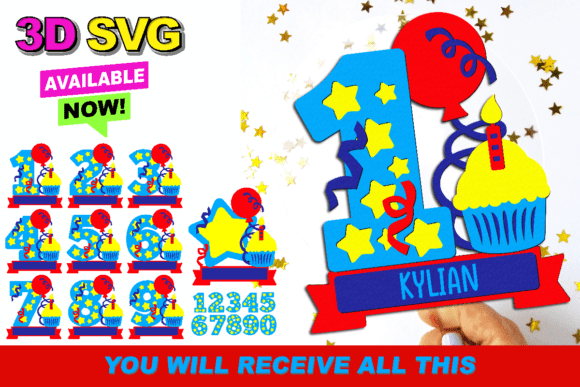 Birthday Cake Topper Numbers 3D SVG: Graphics for Crafts