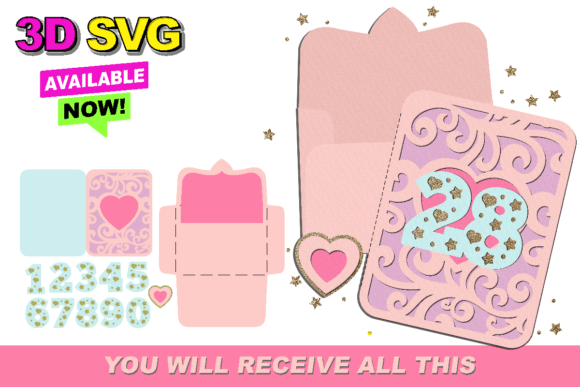 Birthday Card 3D SVG for Crafts & Graphics