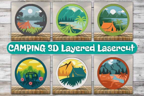 Camping Decorations 3D Layered Lasercut for Shadow Boxes