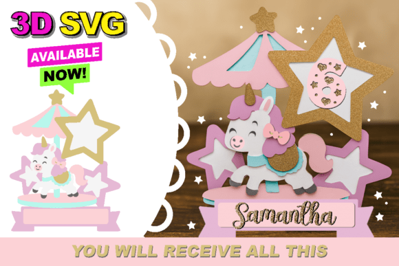 Carousel Cake Topper 3D SVG for Birthdays