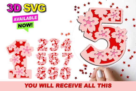 Cherry Blossom 3D SVG Shapes for Branding