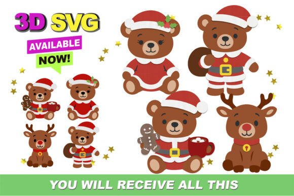 Christmas Bear Graphics for Crafts & SVG