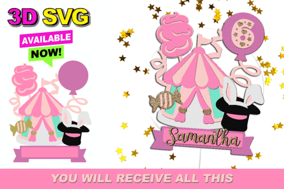 Circus Girl Topper 3D SVG for Birthdays
