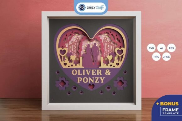 Couple Wedding 3D SVG for Shadow Boxes