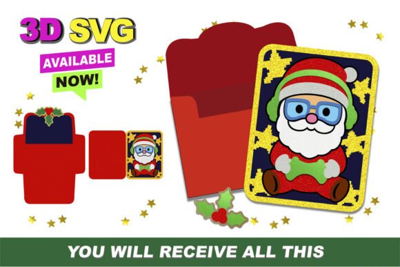 Gamer Santa Card 3D SVG for Birthdays