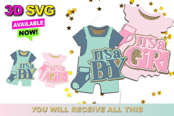 Gender Reveal 3D SVG for Crafts & Graphics