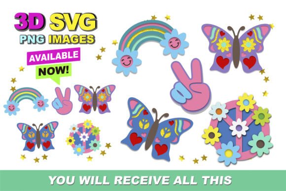 Groovy Hippie 3D SVG for Summer Content