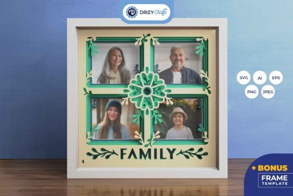 Heart Shaped Family Sign 3D SVG for Shadow Boxes