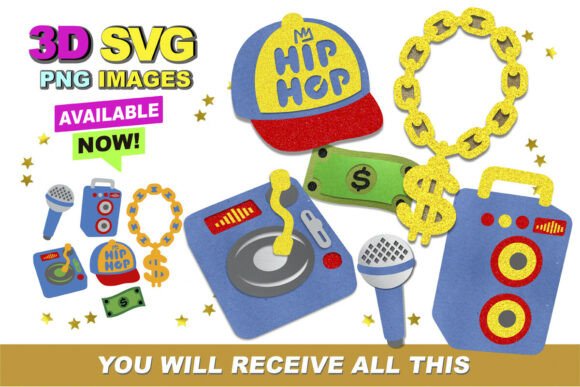 Hip Hop 3D SVG and Clipart for Crafts