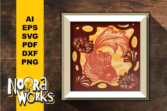 Koi Fish 3D SVG for Shadow Boxes