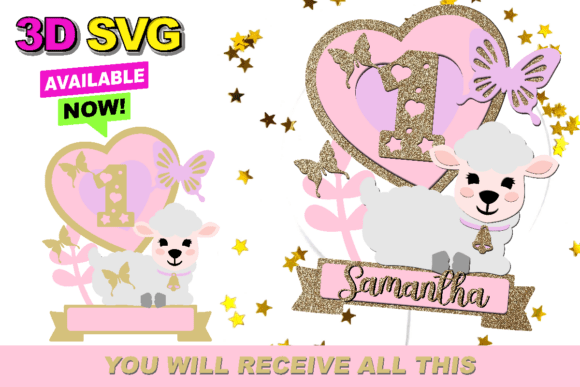 Lamb Cake Topper 3D SVG for Crafts and Graphics
