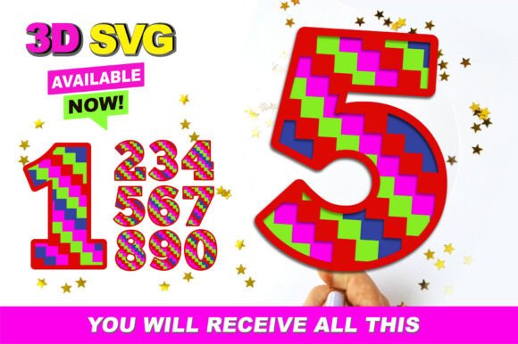 Pixel Numbers 3D SVG: Graphics for Crafts