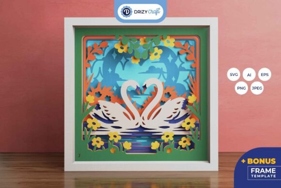 Review: Heart Shaped Swan 3D SVG for Shadow Boxes