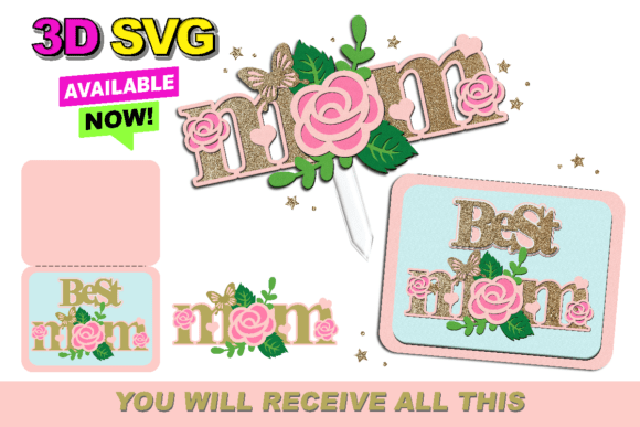 Review: Mothers Day Card and Topper 3D SVG for Crafters