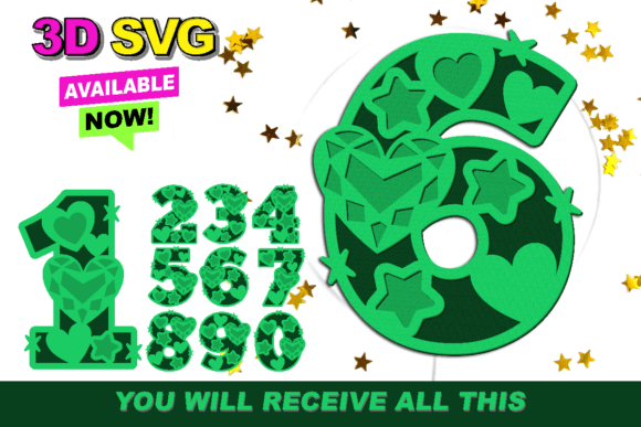 Reviewing Emerald Heart Gem Numbers 3D SVG