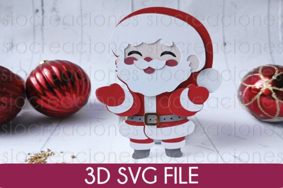 Santa Claus 3D SVG for Christmas Crafts