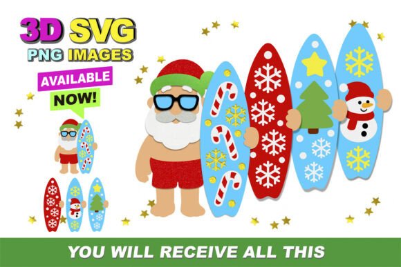 Summer Santa Graphics for Crafts
