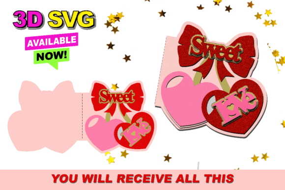 Sweet Love Card 3D SVG: Elevating Brand Shapes