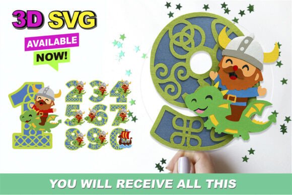 Viking Numbers 3D SVG for Bold Birthdays