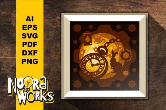 Whimsical Pocket Clock 3D SVG for Shadow Boxes
